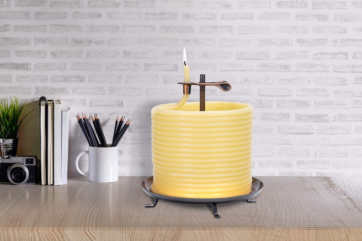 144 hour candle, eco-friendly natural beeswax with cotton wick, yellow