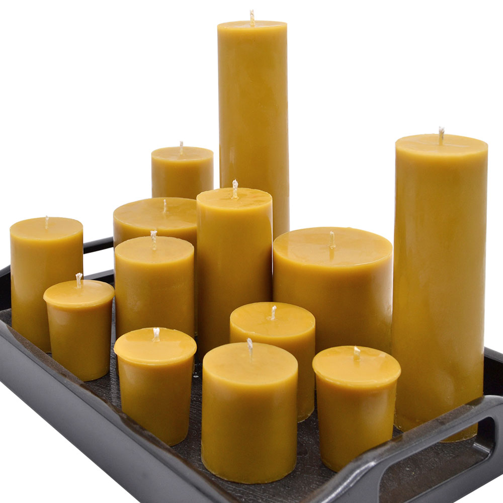 Hand-Poured Beeswax Pillar Candles