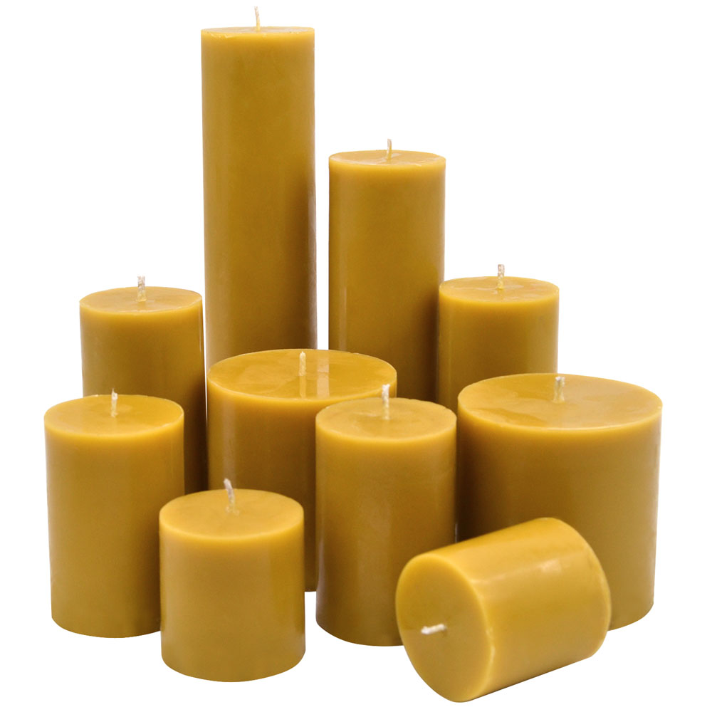 Hand-Poured Beeswax Pillar Candles