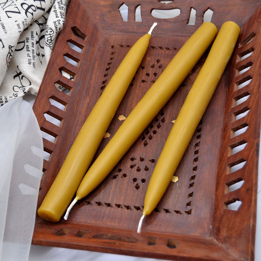 Solid Pure Beeswax Taper Candles